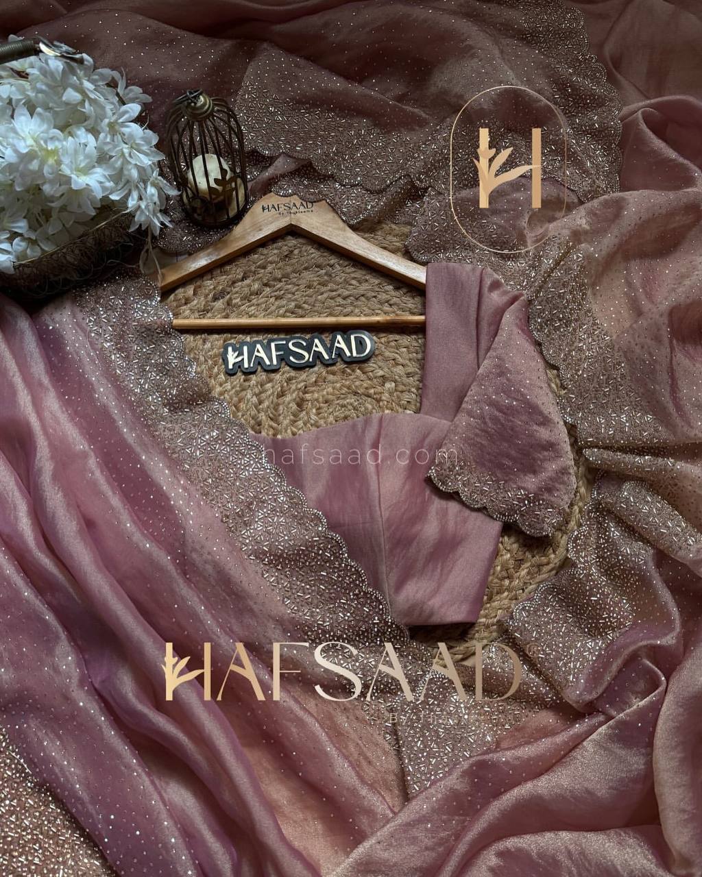 Women's Luxurious Shimmering Grey Organza Saree with Intricately Embroidered Black Blouse - Perfect for Festive & Evening Wear - Image 9